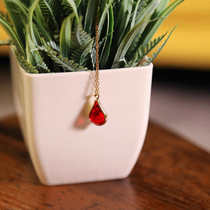 Crimson Blood Drop Necklace